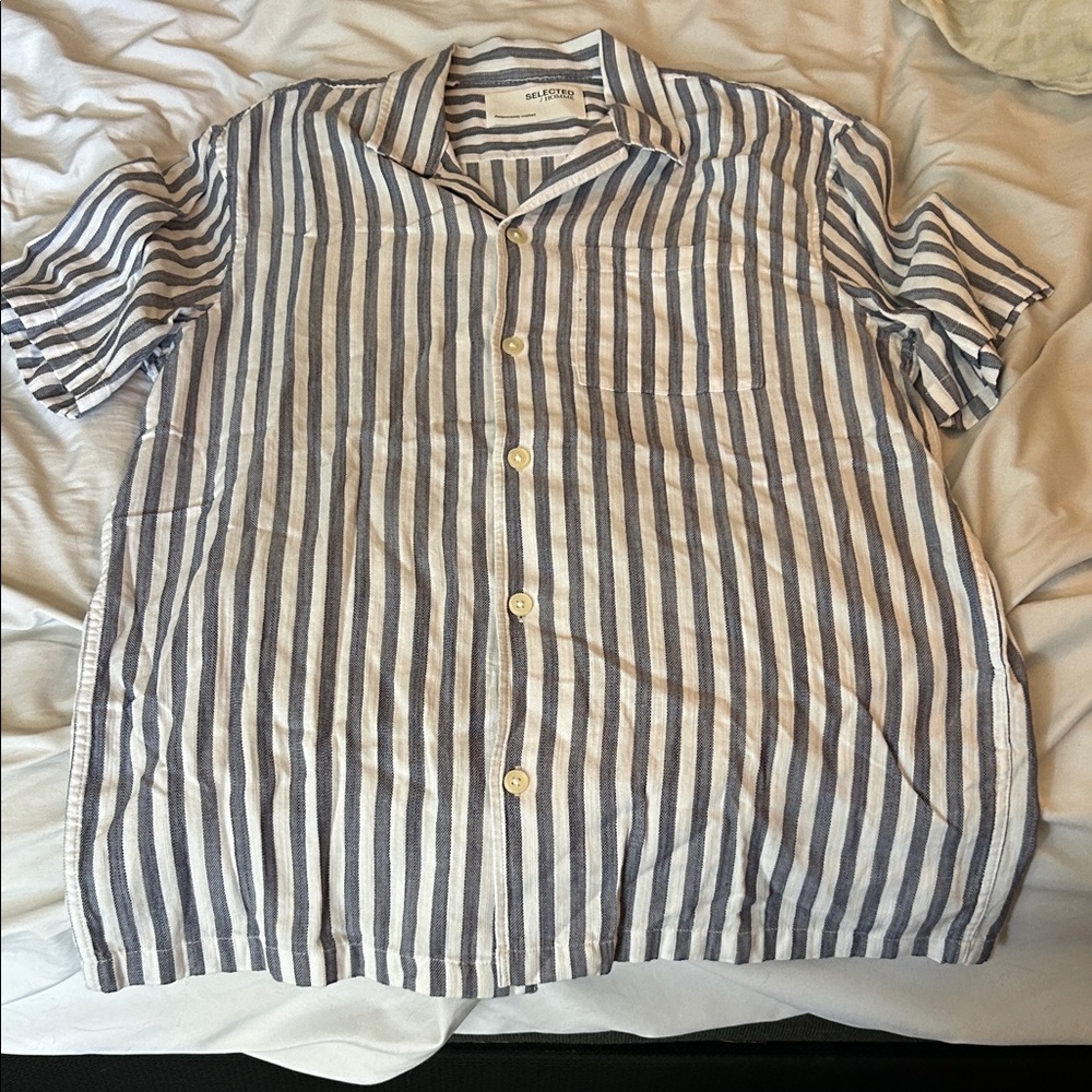 Selected/homme White Striped Casual Shirt size 15